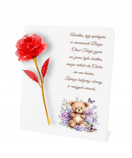 Pamätná Statuetka "Večná Ruža" pre Deti – 22 cm, Plexido